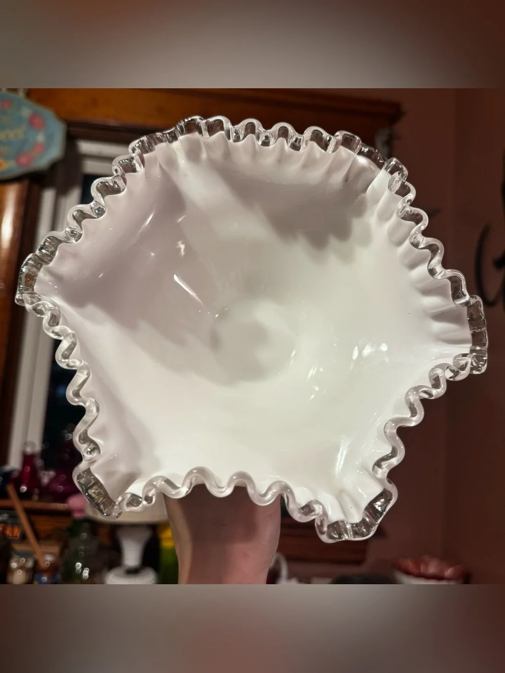 Fenton Silver Crest Milk Glass Bowl - Picture 1 of 6